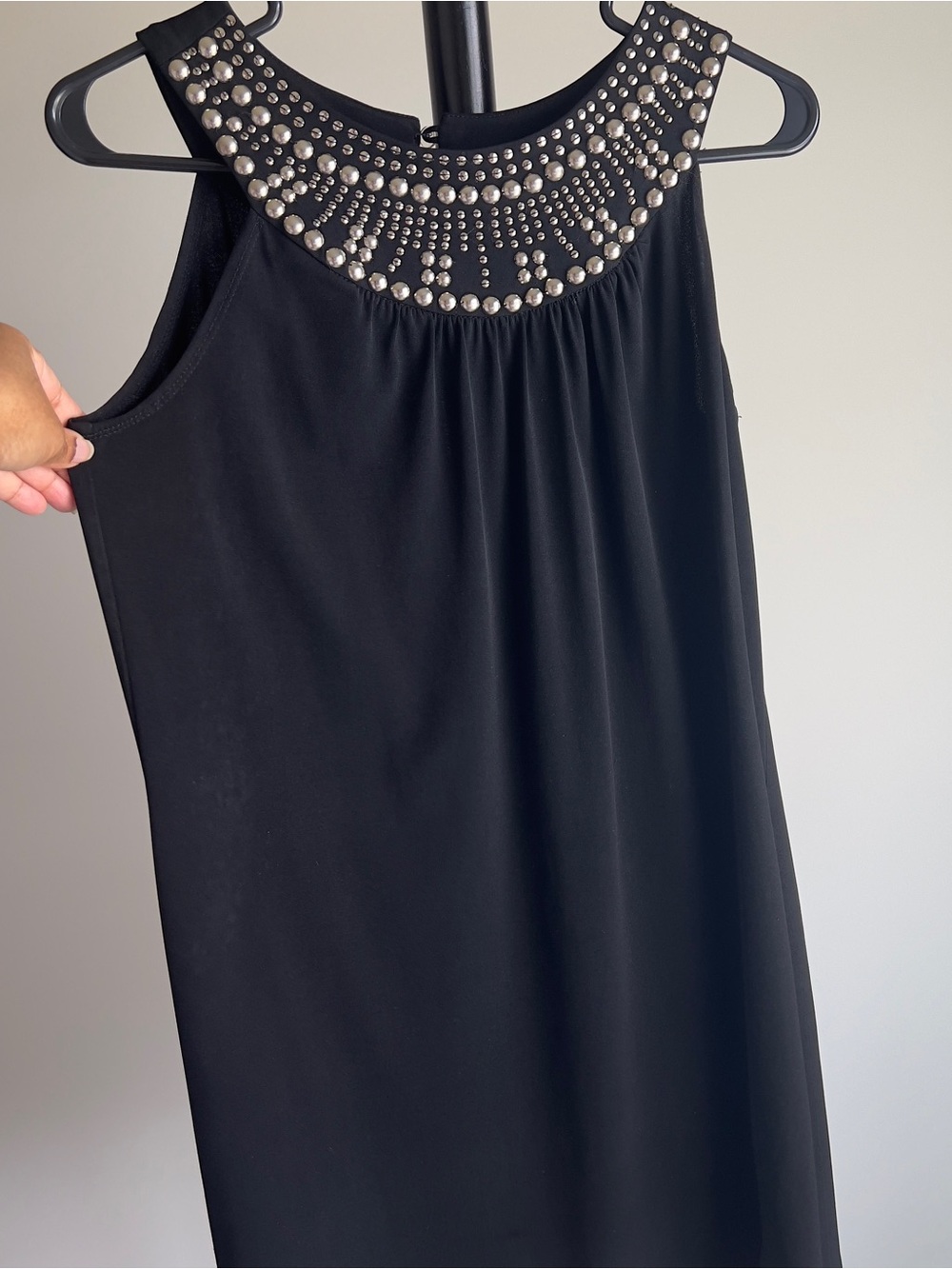 AGB Dress Black Studded Collar Sleeveless Shift Dress Size 6